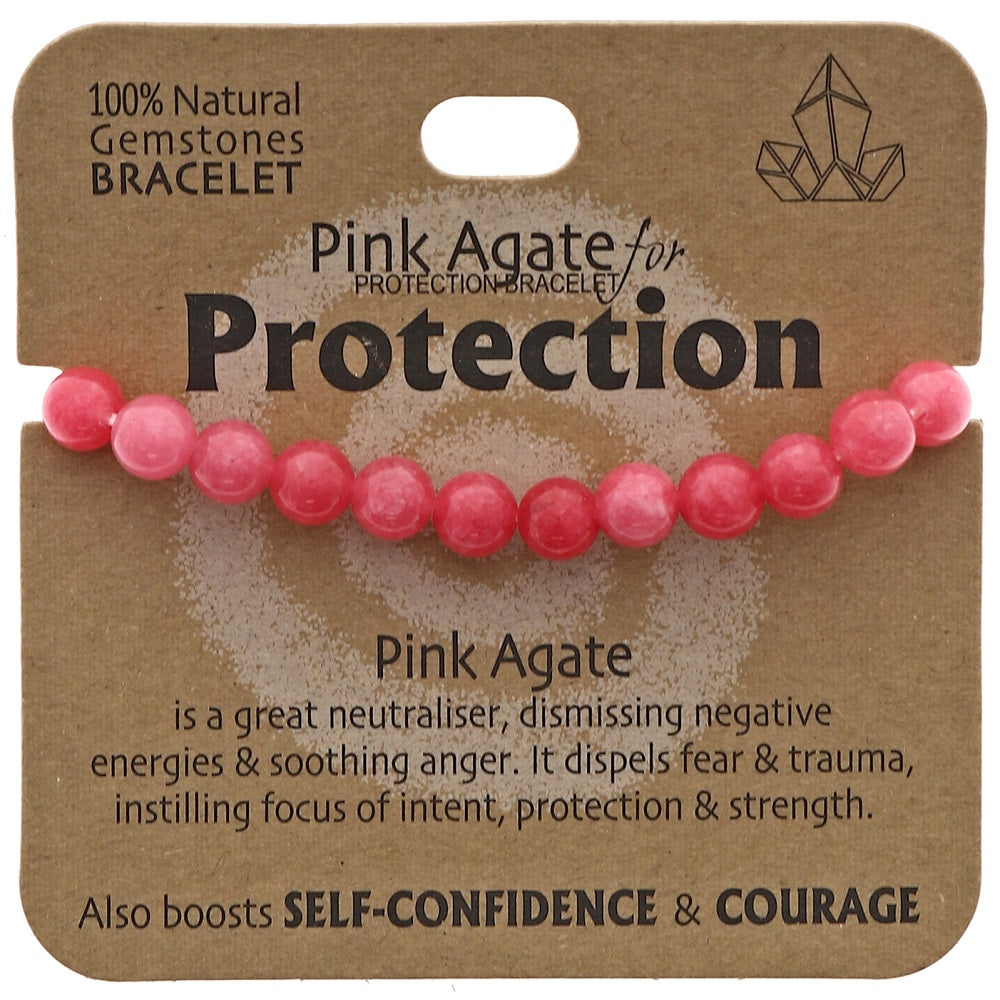 Natural Gemstone Bracelet - Pink Agate for Protection